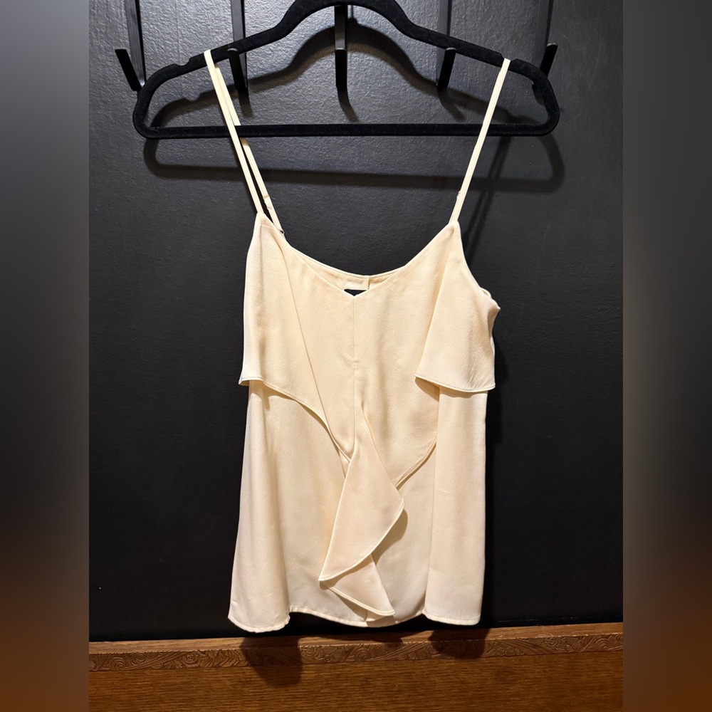 Theory Blush Ruffle Silk Camisole Top